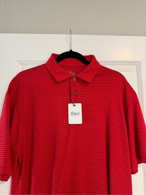 Oxford American Cardinal Red Striped Polo Shirt Medium